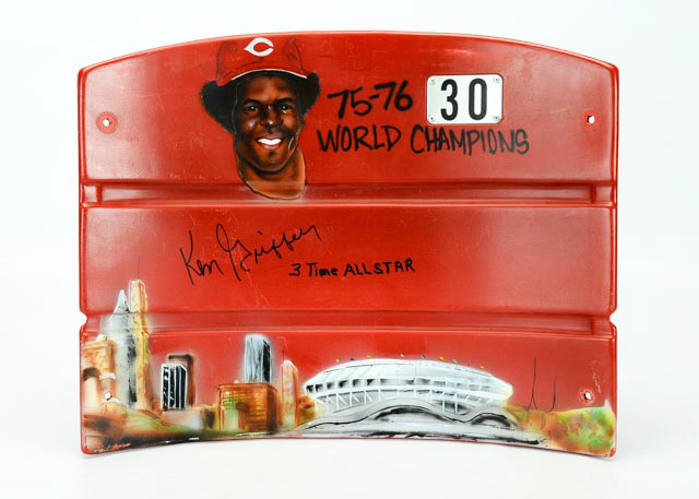 Ken Griffey Signed Riverfront Seatback with Airbrush Art