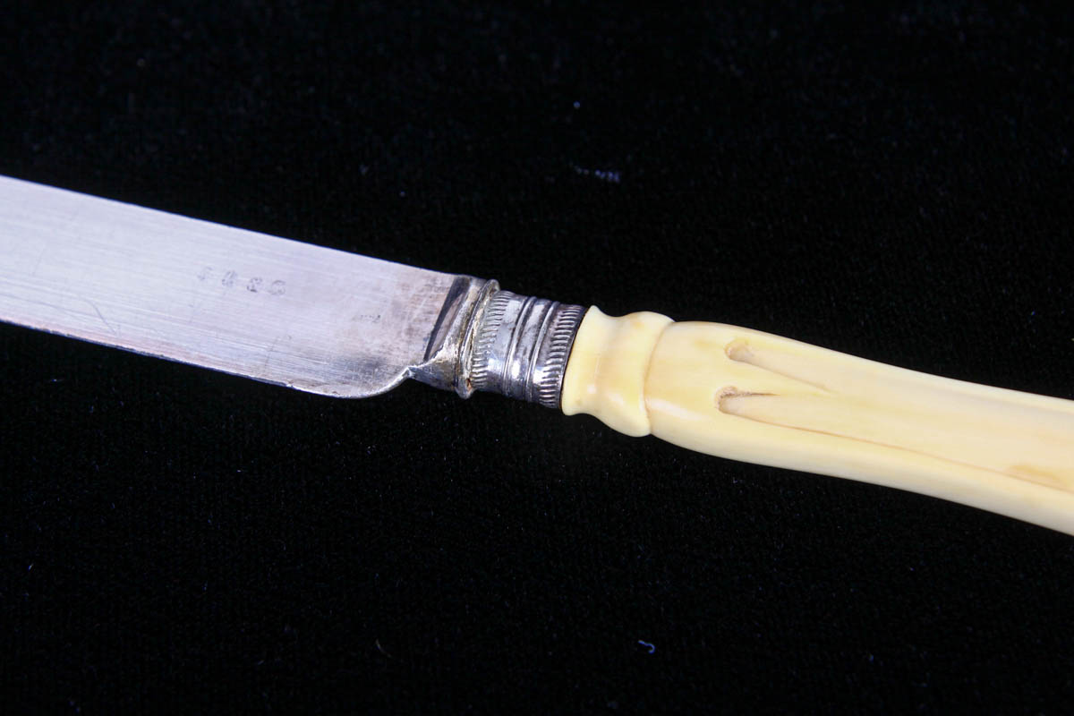 Cousins and Sons Bone Handled Fish Set and Shell Caviar Knives