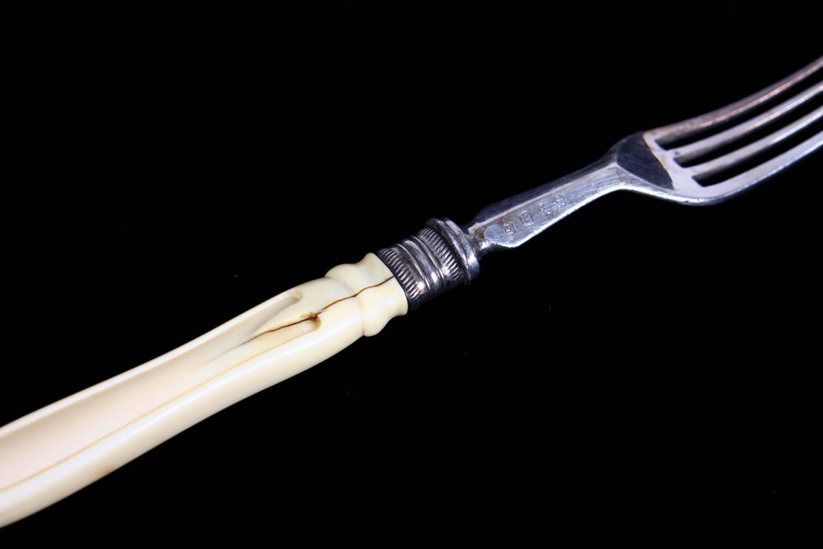 Cousins and Sons Bone Handled Fish Set and Shell Caviar Knives