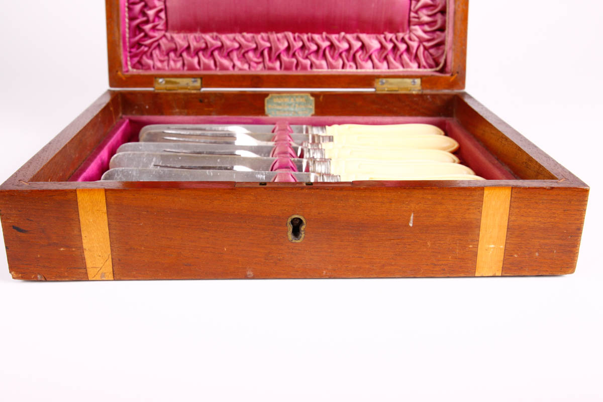 Cousins and Sons Bone Handled Fish Set and Shell Caviar Knives