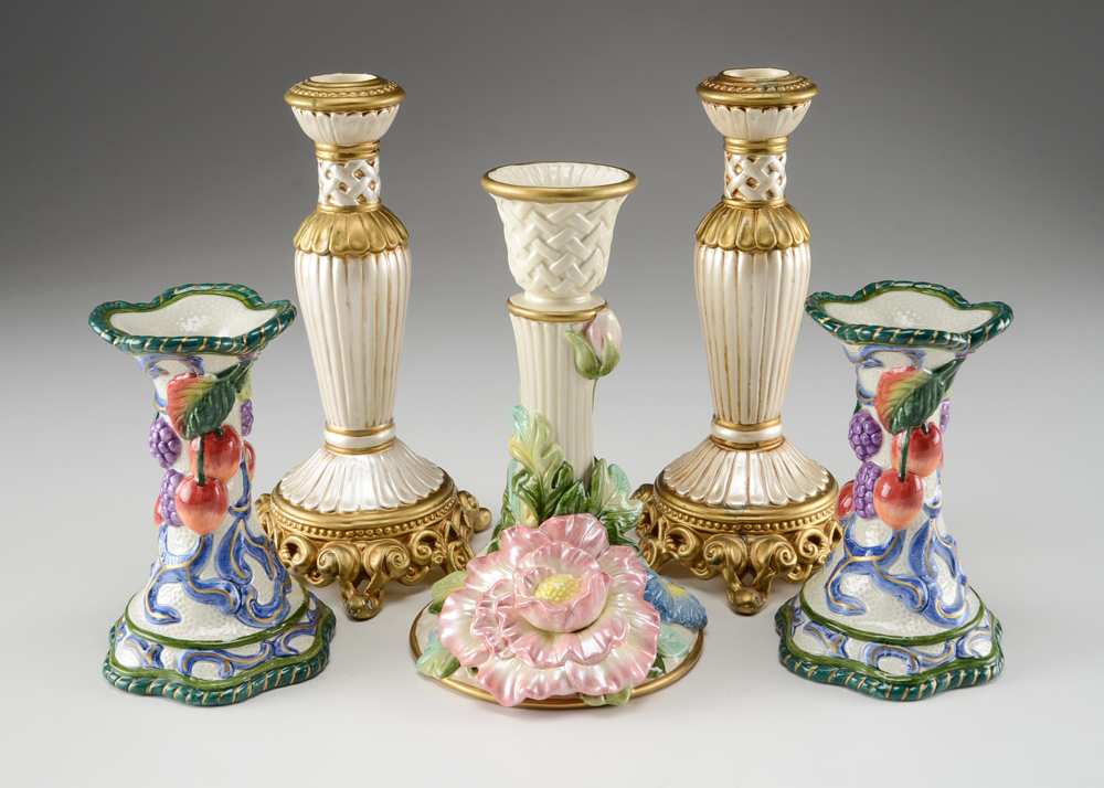 Fitz and Floyd Ceramic Candlesticks