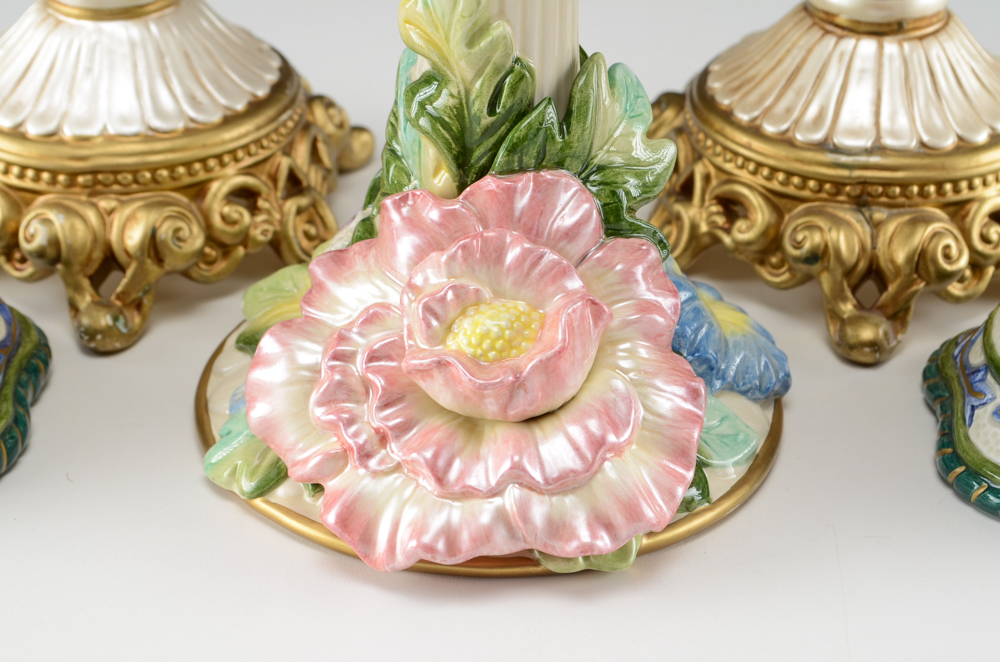 Fitz and Floyd Ceramic Candlesticks