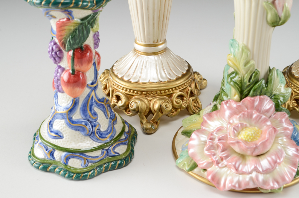 Fitz and Floyd Ceramic Candlesticks