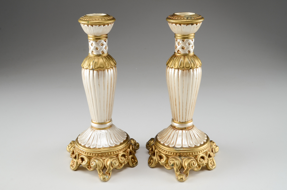 Fitz and Floyd Ceramic Candlesticks