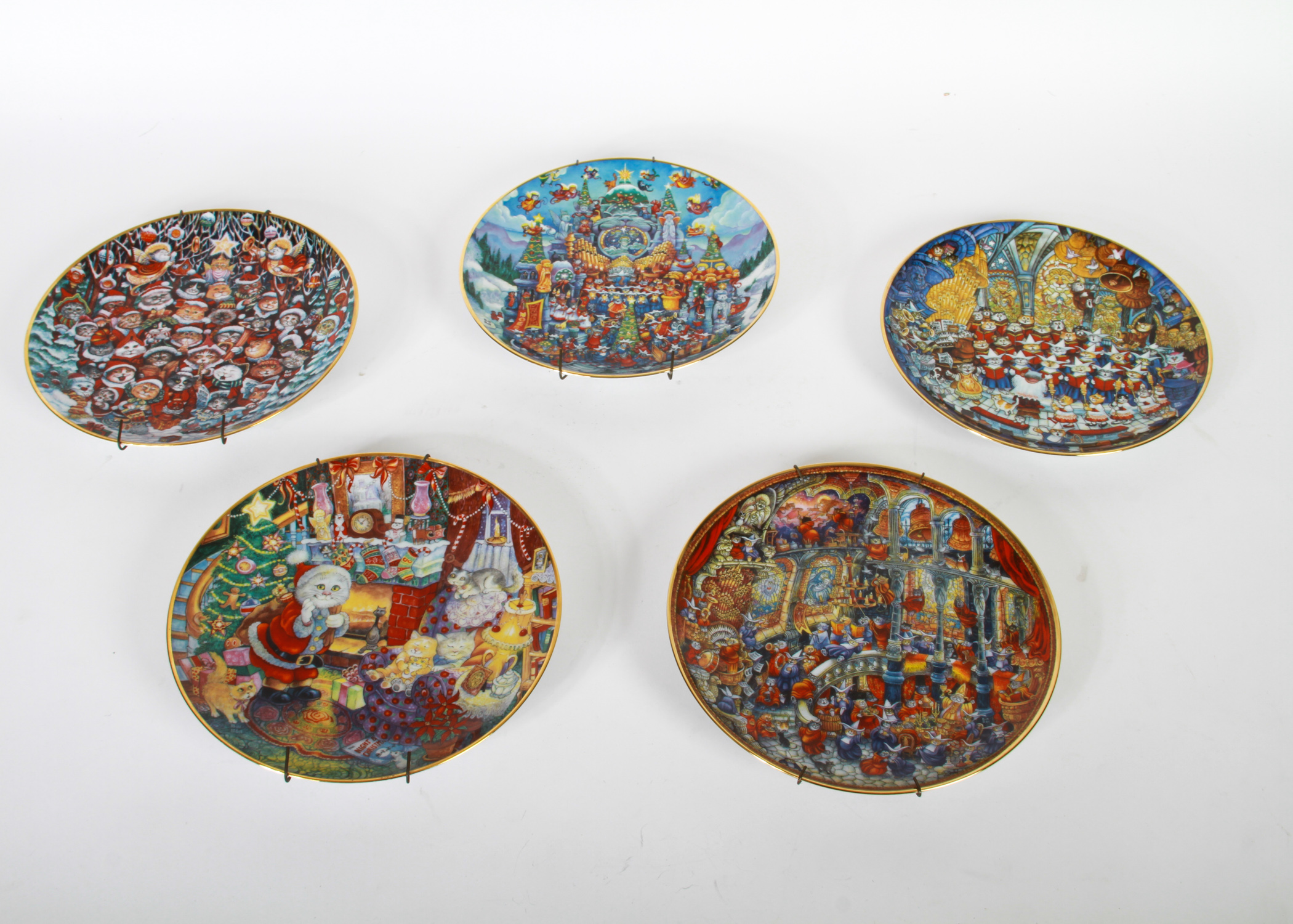 Collection of Bill Bell Christmas Cat Plates