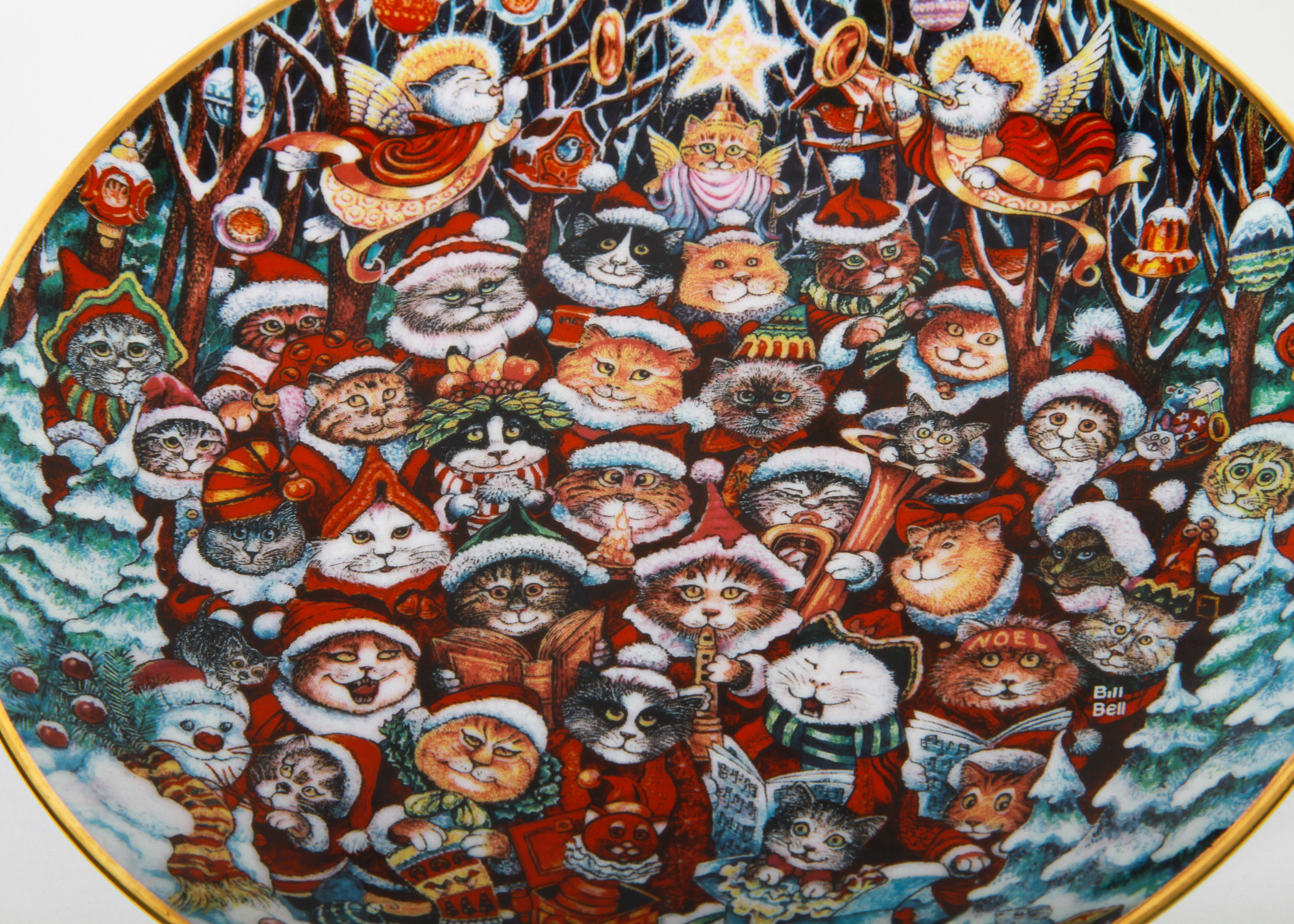Collection of Bill Bell Christmas Cat Plates