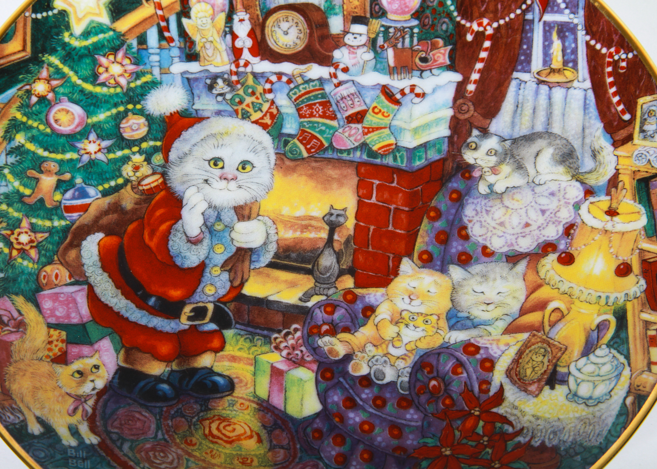 Collection of Bill Bell Christmas Cat Plates