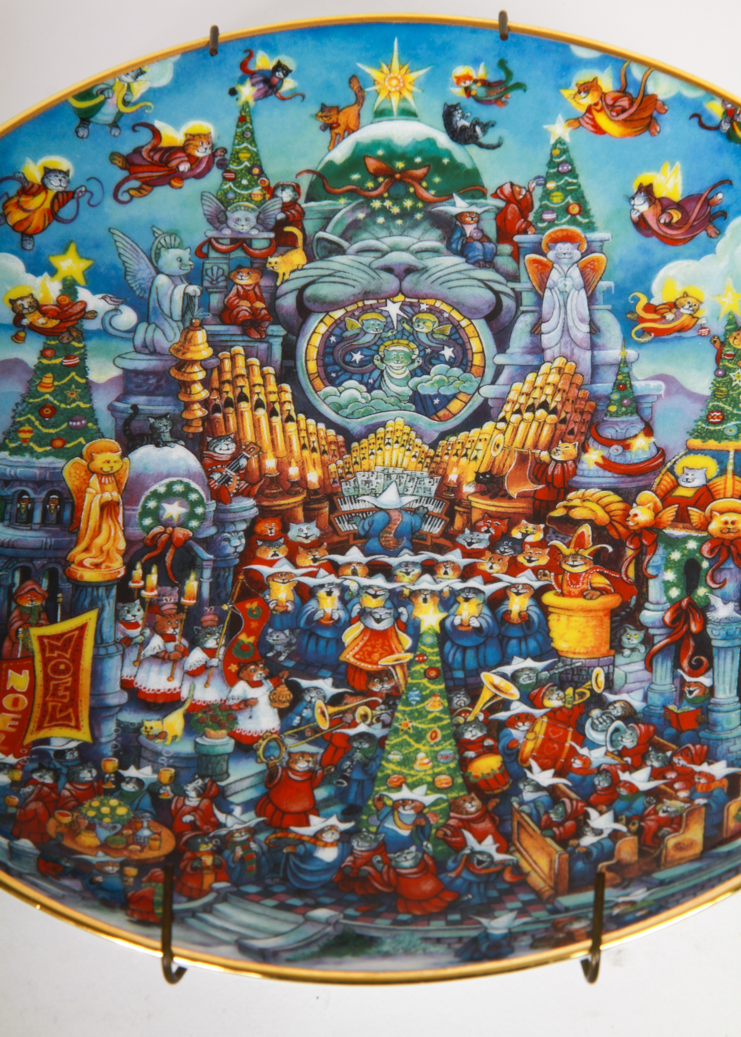 Collection of Bill Bell Christmas Cat Plates