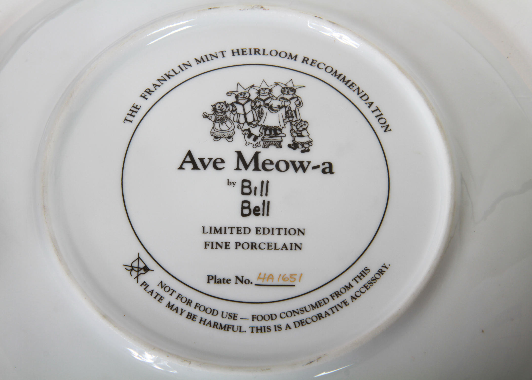 Collection of Bill Bell Christmas Cat Plates