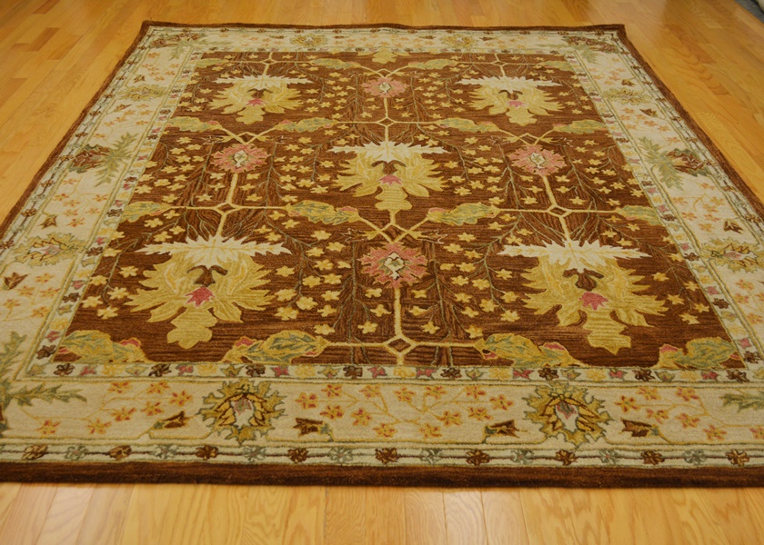 Arts and Craft Style Voysey Design Floral Wool Area Rug