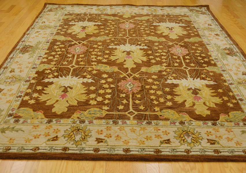 Arts and Craft Style Voysey Design Floral Wool Area Rug