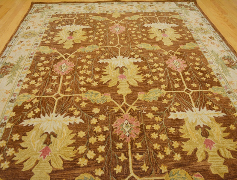 Arts and Craft Style Voysey Design Floral Wool Area Rug