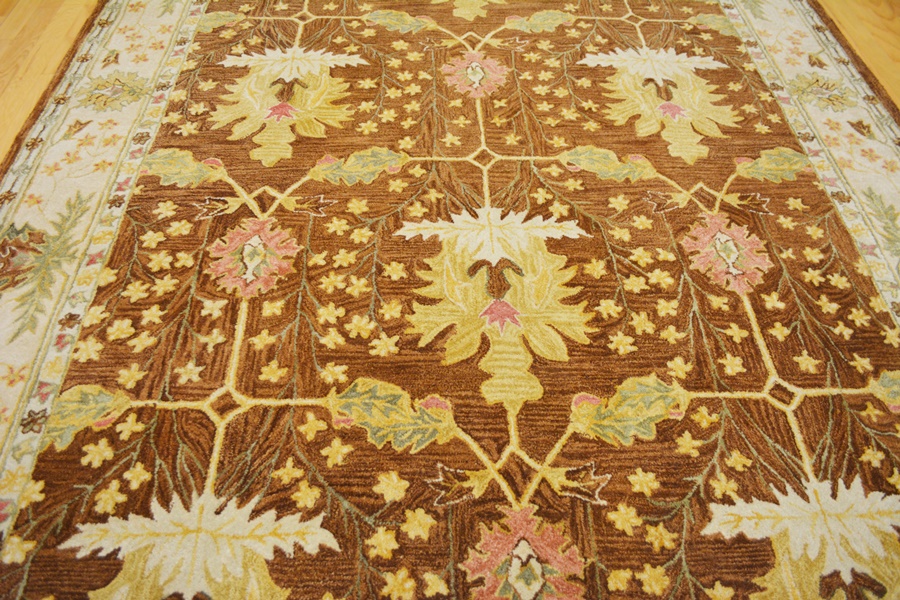 Arts and Craft Style Voysey Design Floral Wool Area Rug