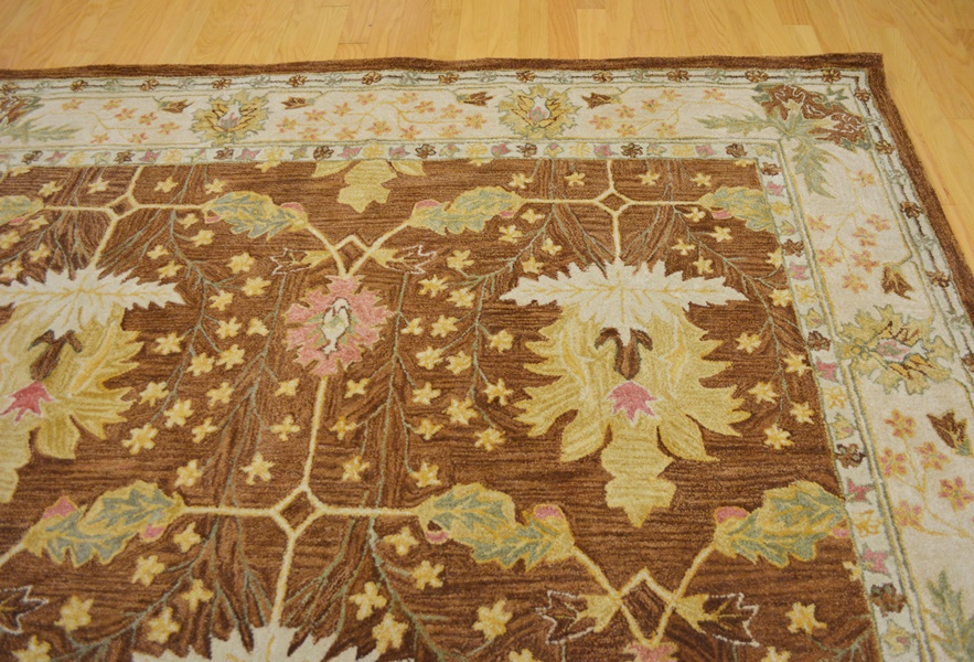 Arts and Craft Style Voysey Design Floral Wool Area Rug