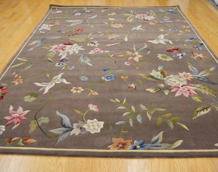 Multi-Color Botanical Tufted Wool Area Rug