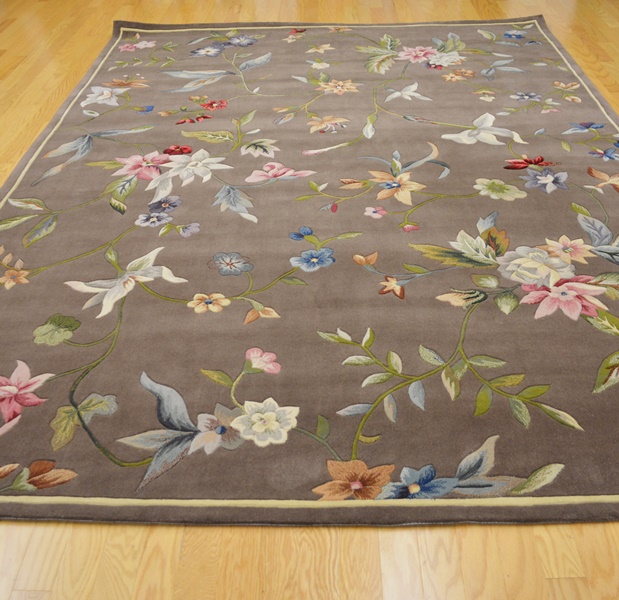 Multi-Color Botanical Tufted Wool Area Rug