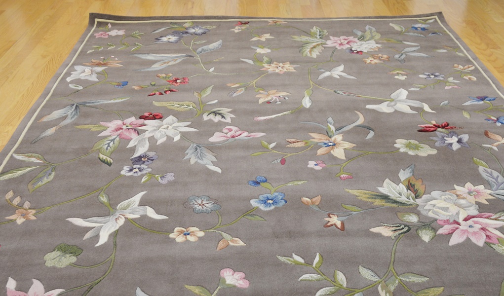 Multi-Color Botanical Tufted Wool Area Rug