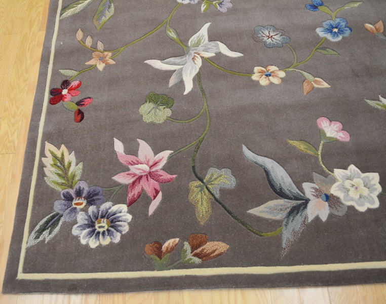Multi-Color Botanical Tufted Wool Area Rug