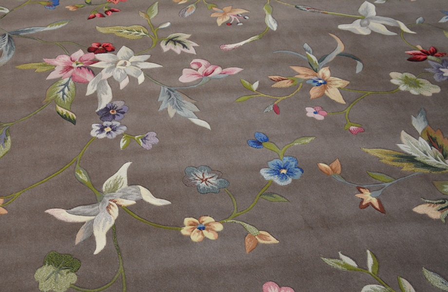 Multi-Color Botanical Tufted Wool Area Rug