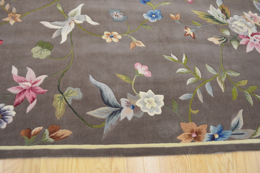 Multi-Color Botanical Tufted Wool Area Rug