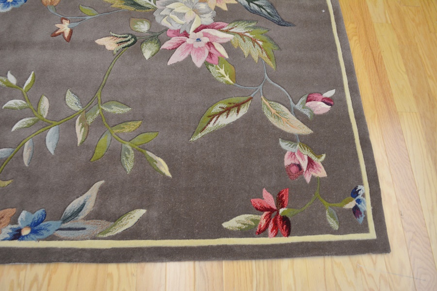 Multi-Color Botanical Tufted Wool Area Rug
