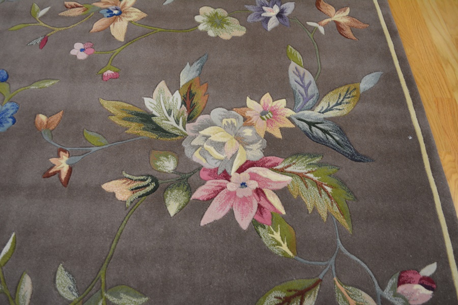 Multi-Color Botanical Tufted Wool Area Rug