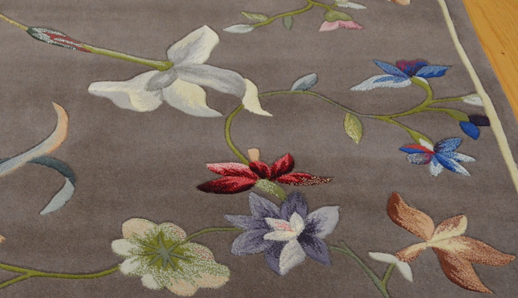 Multi-Color Botanical Tufted Wool Area Rug