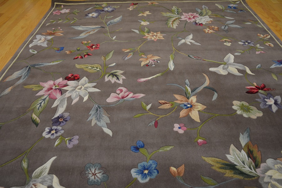 Multi-Color Botanical Tufted Wool Area Rug