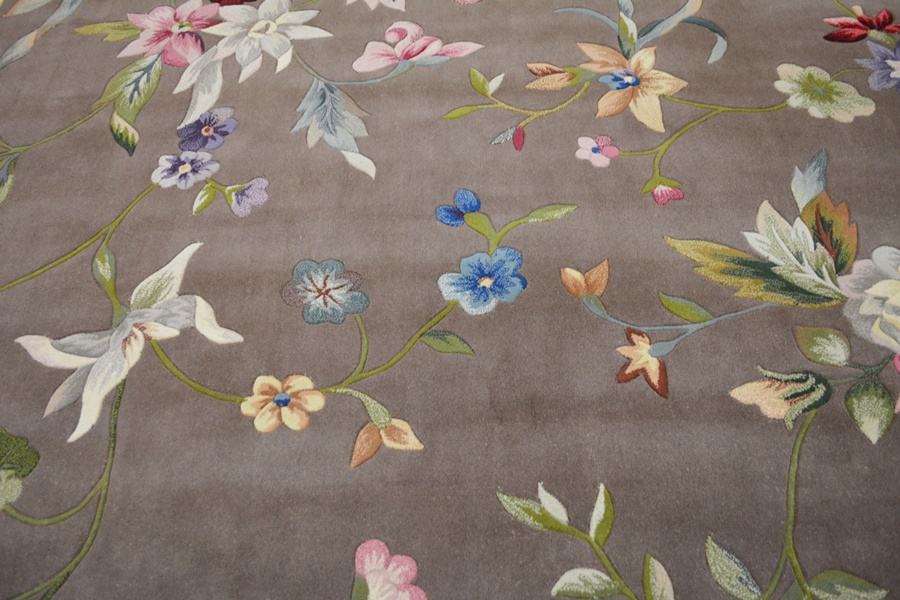 Multi-Color Botanical Tufted Wool Area Rug