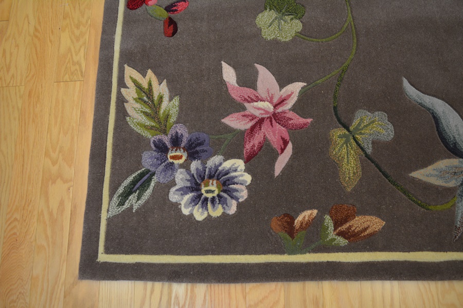 Multi-Color Botanical Tufted Wool Area Rug