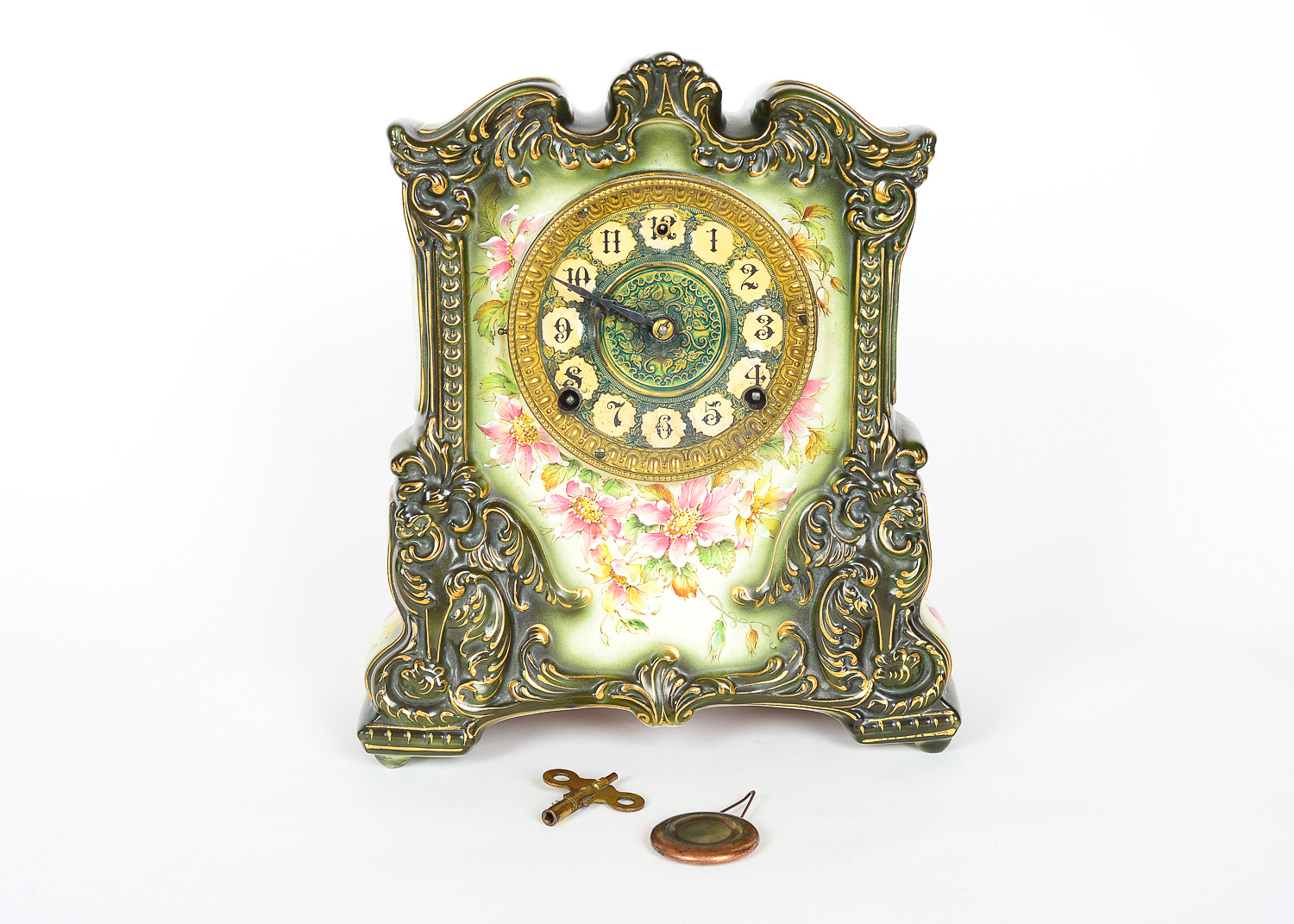 Hand-Painted Porcelain Mantel Clock