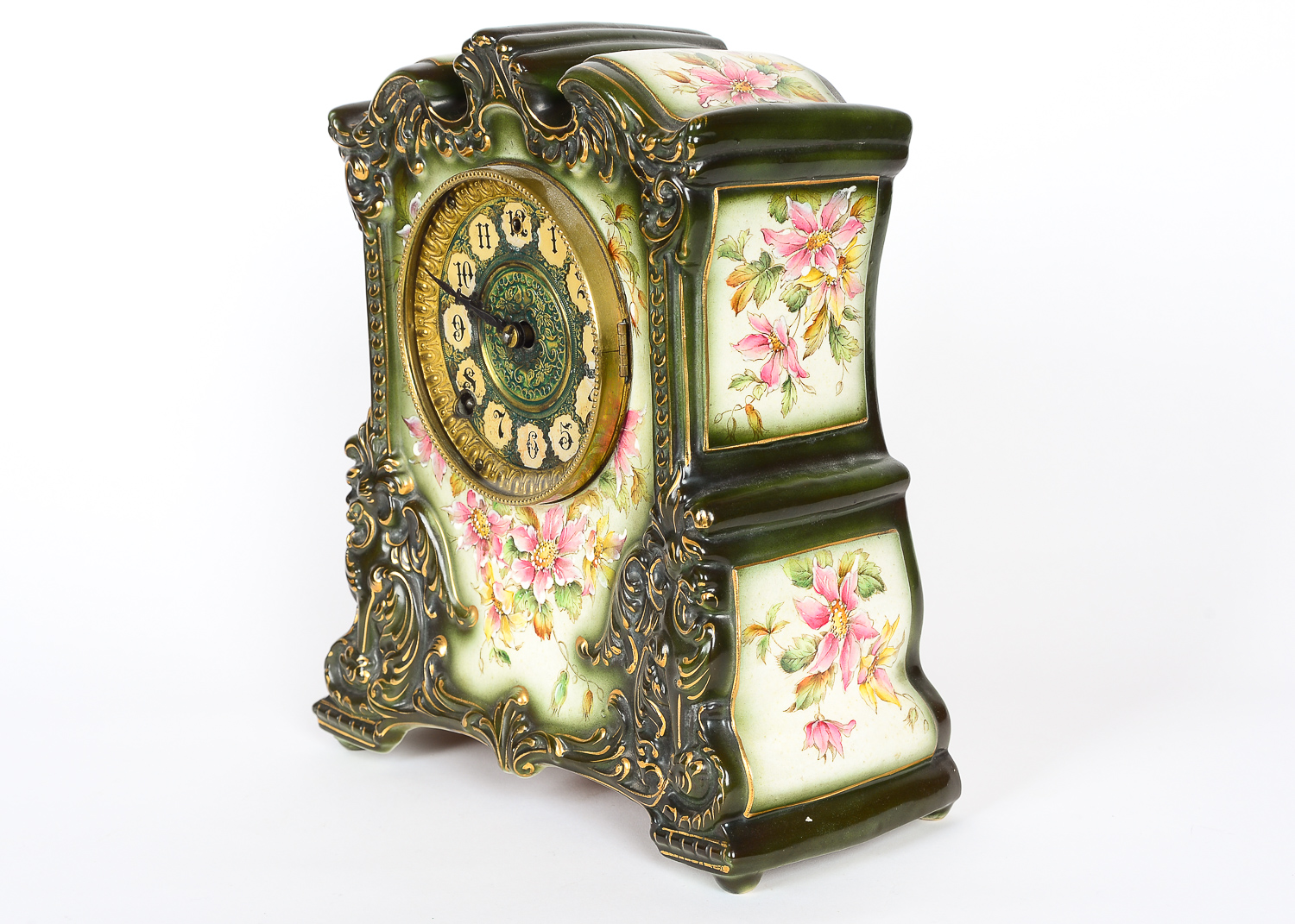 Hand-Painted Porcelain Mantel Clock
