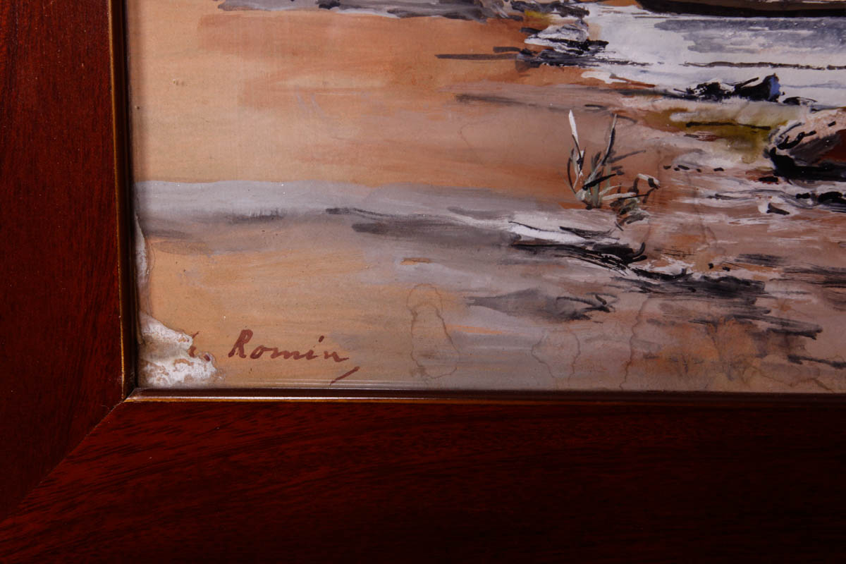 Arched Room Screen with G.A. Romin Original Artwork