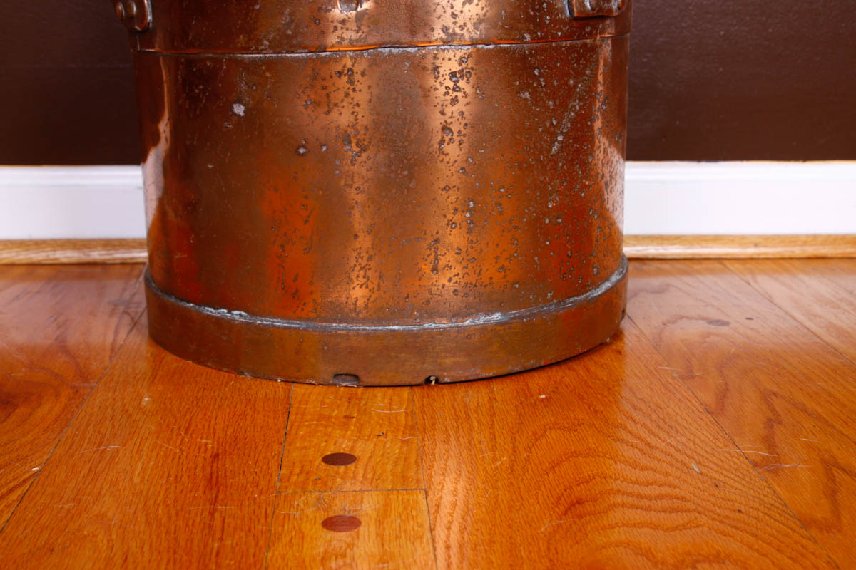 Antique Copper Plated Milk Pail with Lid