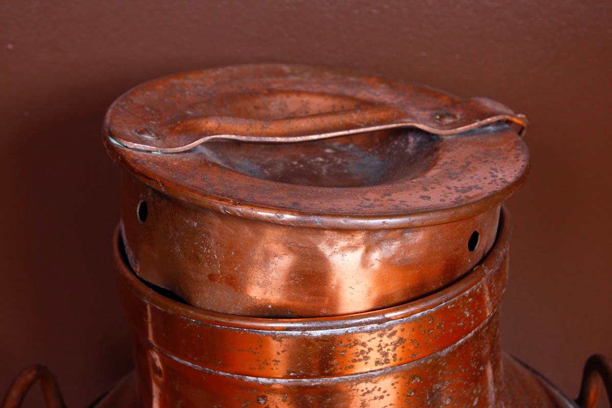 Antique Copper Plated Milk Pail with Lid