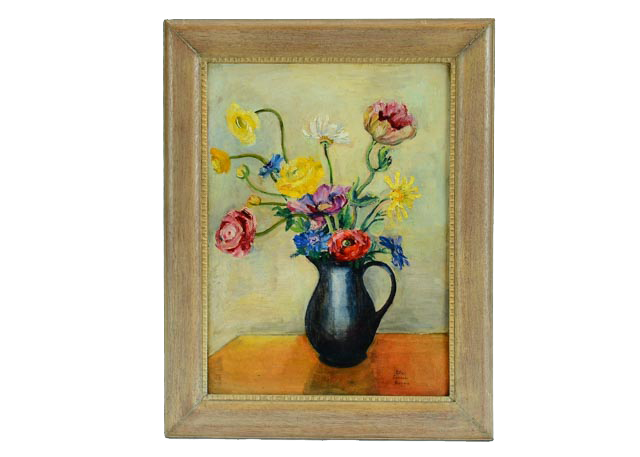 Ethel C. Brown Oil on Canvas Board Still Life