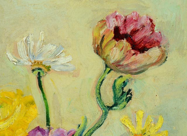 Ethel C. Brown Oil on Canvas Board Still Life