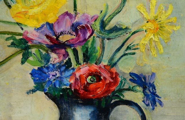 Ethel C. Brown Oil on Canvas Board Still Life