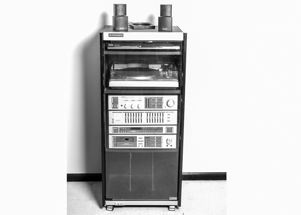 Pioneer Stereo Cabinet and Stereo Equipment
