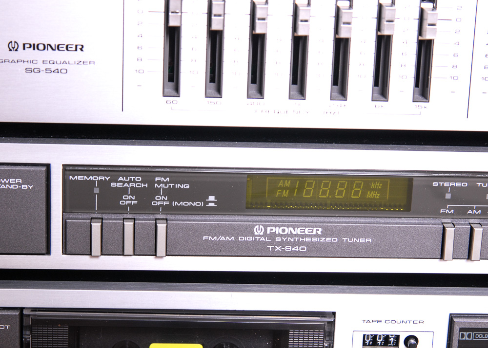 Pioneer Stereo Cabinet and Stereo Equipment