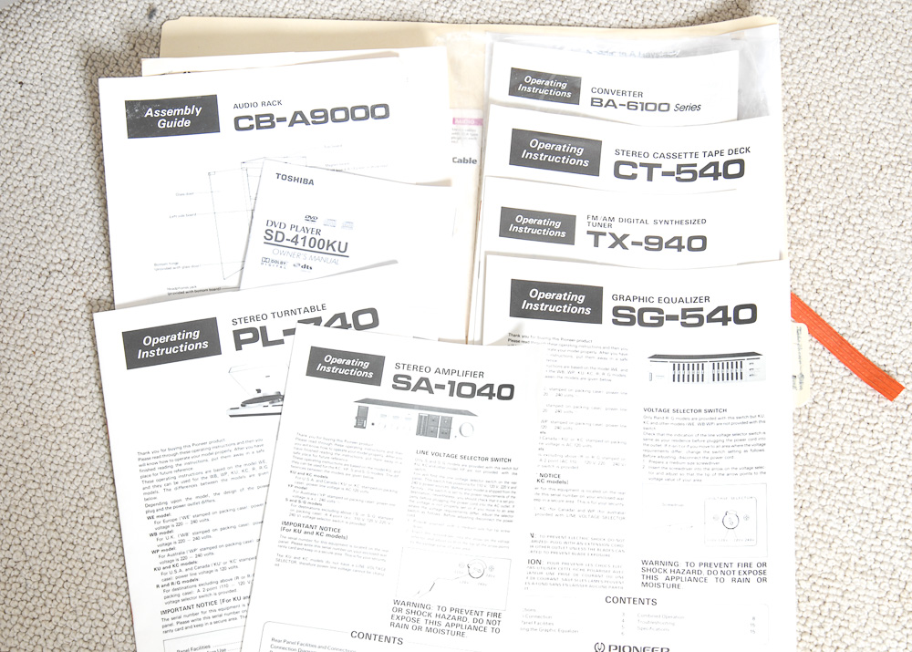 Pioneer Stereo Cabinet and Stereo Equipment