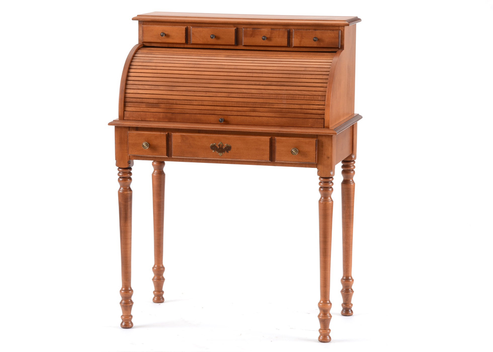 Solid Maple Roll-Top Desk by Tell City Chair Co.