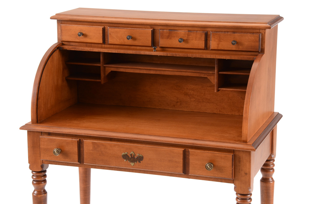 Solid Maple Roll-Top Desk by Tell City Chair Co.