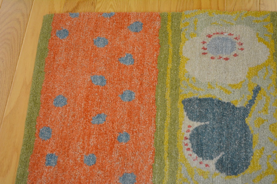 Contemporary Tibetan Style Orange, Green and Yellow Woven Rug