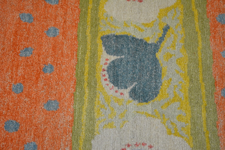 Contemporary Tibetan Style Orange, Green and Yellow Woven Rug