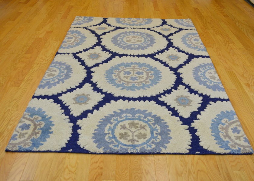 Suzzani Design High/Low Flat Woven and Woven Pile Area Rug