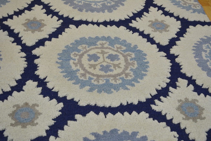 Suzzani Design High/Low Flat Woven and Woven Pile Area Rug