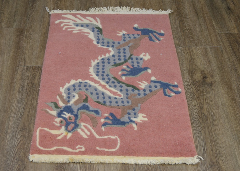 Tibetan Style Chinese Dragon Woven Pile Wool Area Rug