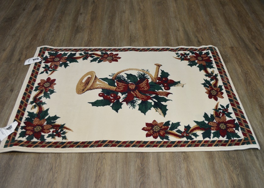 Festive Holiday Machine Made Synthetic Area Rug