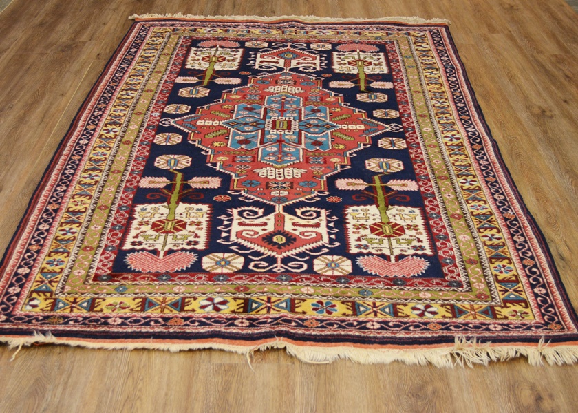 Circa 1980 Turkish Serapi Style Tribal Hand Woven Wool Area Rug